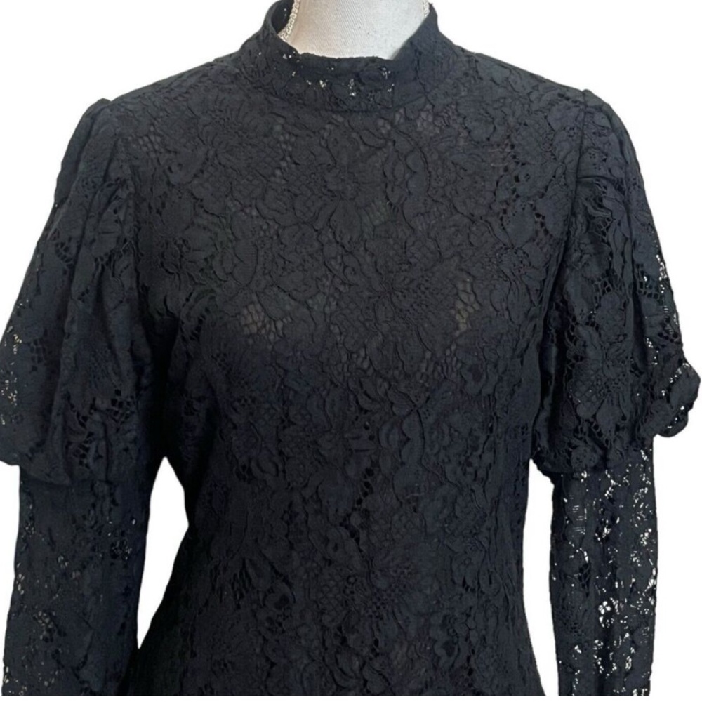 Ganni Everdale Romantic Black Lace Mini Dress Size 36 USA 4 (S) - Picture 10 of 17
